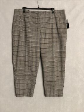Soho Apparel Ltd. Wide Leg Pants Plaid Straight Brown Women's 24W NEW